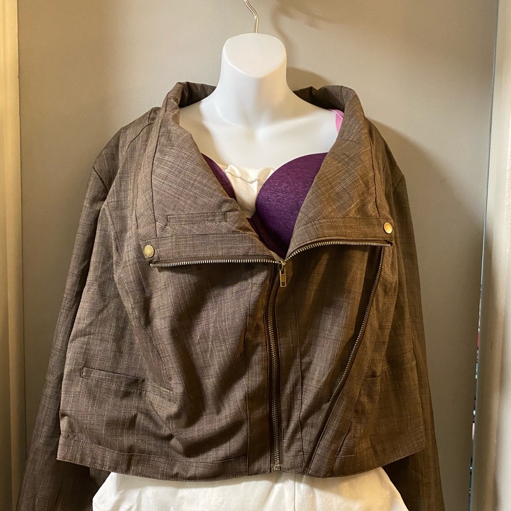 NWOT Robert Louis 3x blazer jacket diag zip dbl br